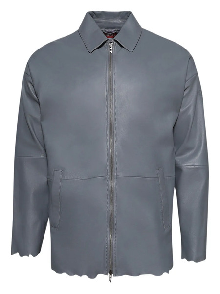  Diesel L-mart-b Zip-front Leather Jacket - Grey 