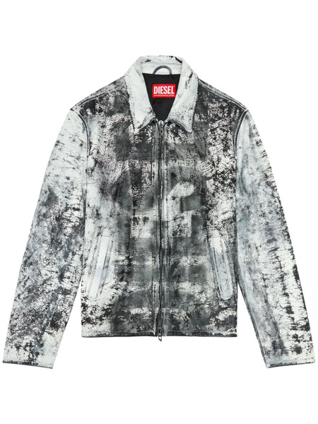  Diesel L-pylon-a Cracked-finish Leather Jacket - White 