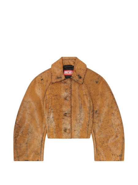  Diesel L-raya Cocoon-sleeve Cropped Leather Jacket - Brown 