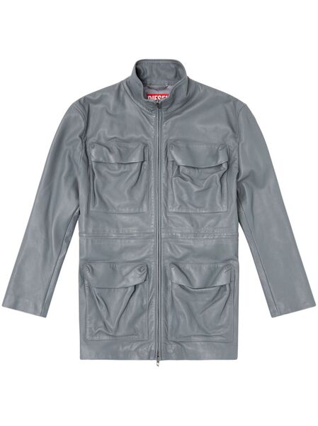  Diesel L-wen Leather Jacket - Grey 