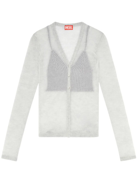  Diesel Layered-effect Knitted Cardigan - Grey 