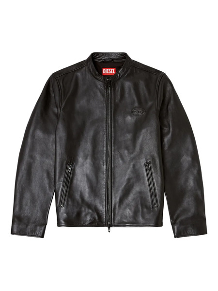  Diesel Logo-embossed Leather Jacket - Black 