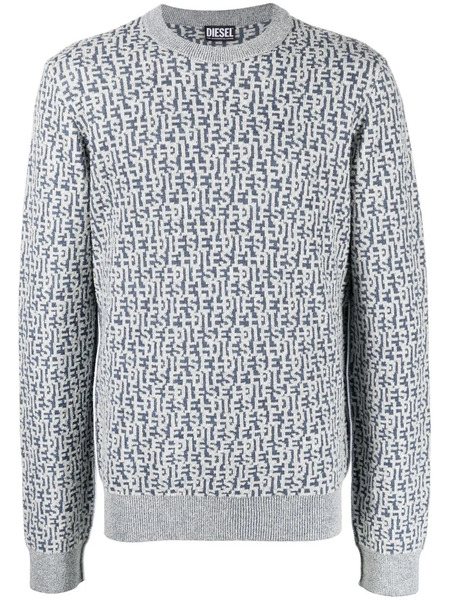  Diesel Logo-jacquard Long-sleeved Jumper - Blue 