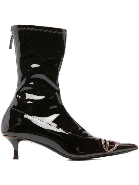  Diesel Logo-plaque Heeled Boots - Red 