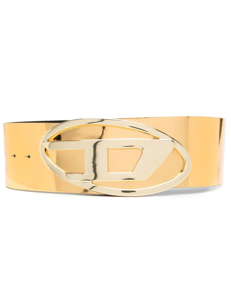  Diesel Logo-plaque Metallic Belt - Gold 