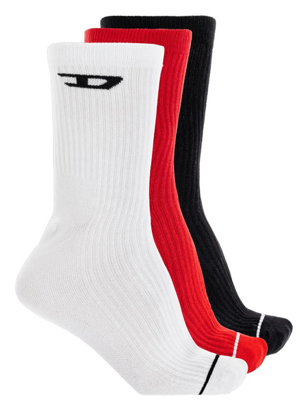  Diesel Logo Ribbed Socks (pack Of Three) - Red 