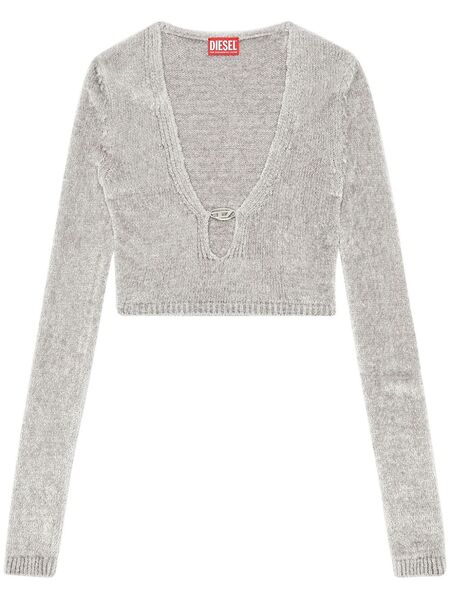  Diesel M-cherry Chenille Crop Top - Grey 