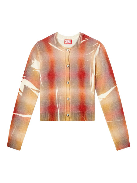  Diesel M-chloty Silver Button Check Cardigan - Neutrals 