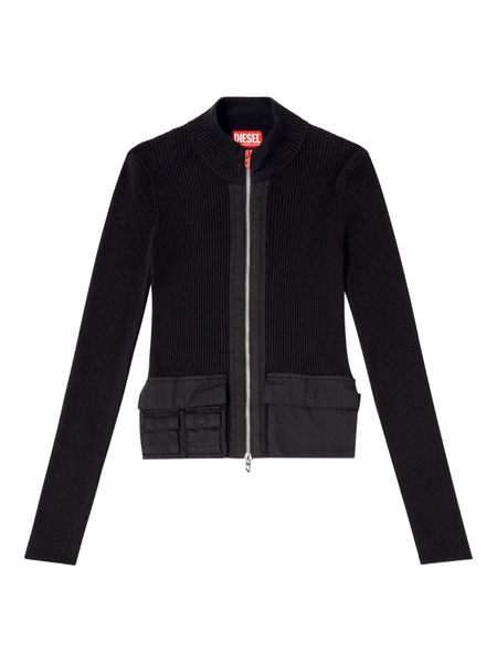  Diesel M-melissa Ribbed Zip-front Top - Black 
