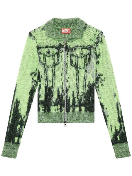  Diesel M-taphos Patterned Intarsia-knit Jumper - Green 