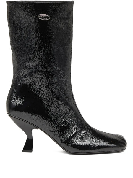 Diesel 75mm D-amber Square-toe Sculptural-heel Boots - Black 