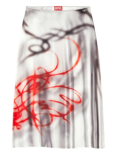  Diesel O-rchid-s1 Printed Midi Skirt - Grey 