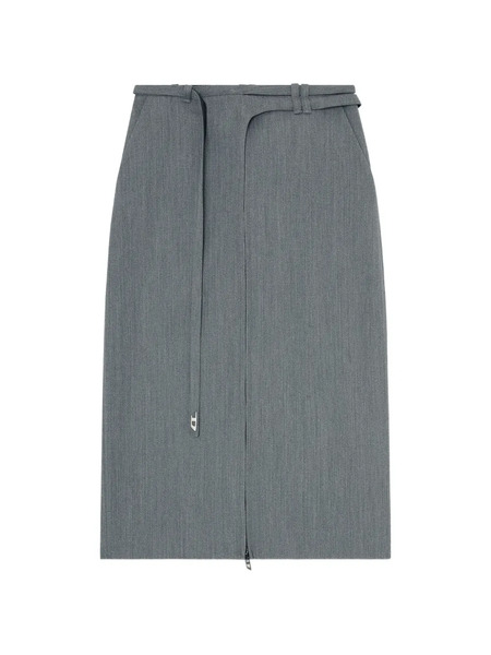  Diesel O-rice Front-zip Midi Skirt - Grey 