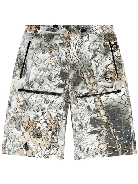  Diesel P-mckell Graphic-print Shorts - Grey 