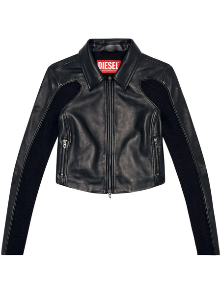  Diesel Panelled Leather Jacket - Black 