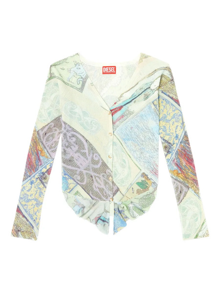  Diesel Printed Cropped Cardigan - Blue 