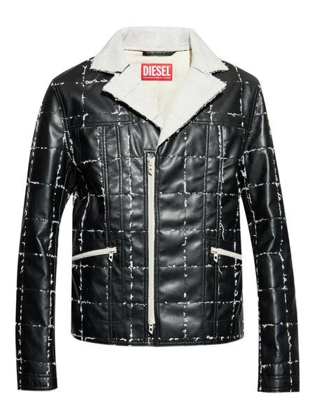 Diesel Quilted Panelled Biker Jacket - Black 