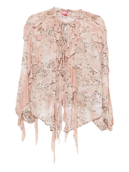  Diesel Ruffled Printed Blouse - Brown 