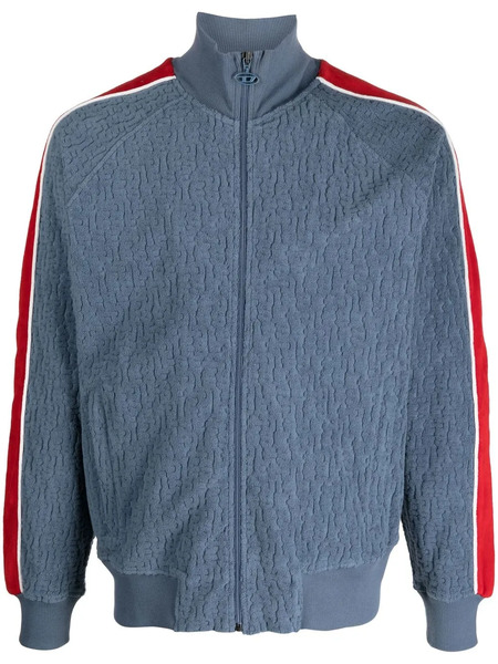 Diesel Stripe-sleeve Zip-up Sweatshirt - Blue 