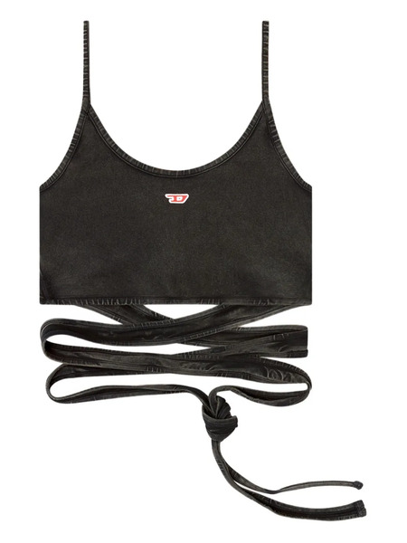  Diesel T-leya-tail-r1 Strap-detail Top - Black 