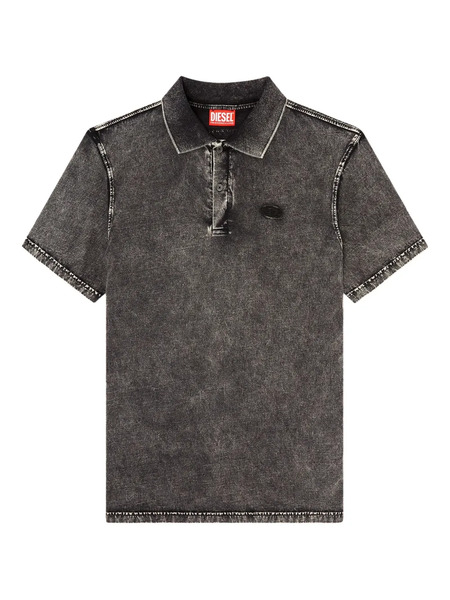  Diesel T-rejust-nc-den Frayed Patch Polo Shirt - Grey 