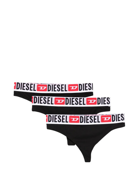  Diesel Ufst-stars Logo-print Briefs (set Of Three) - Black 