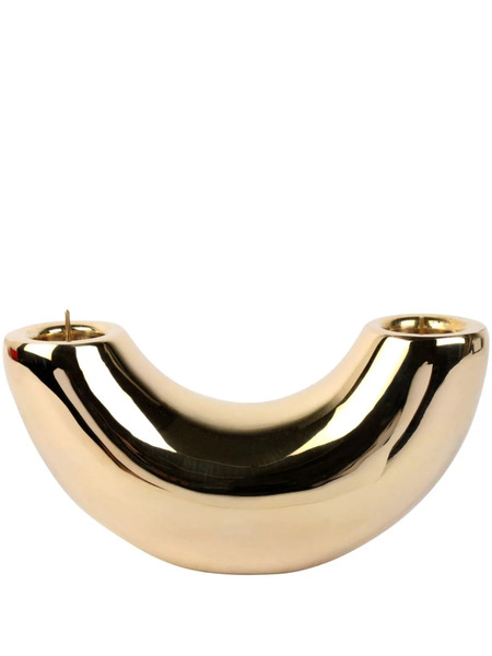  Dinosaur Designs Horn Brass Candle Holder - Gold 