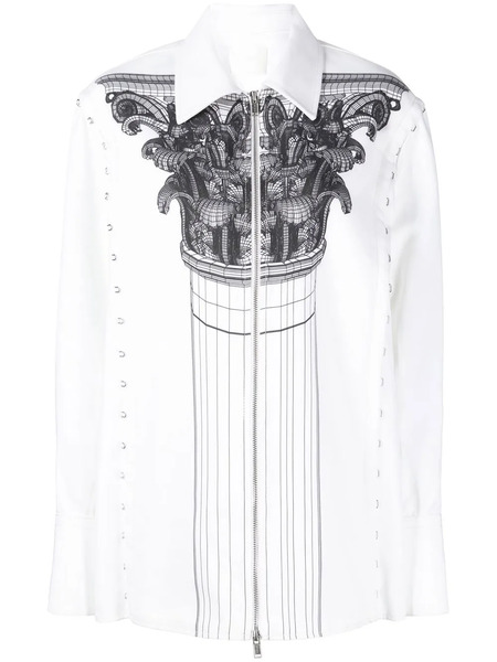  Dion Lee Column-print Hook-and-eye Shirt Jacket - White 