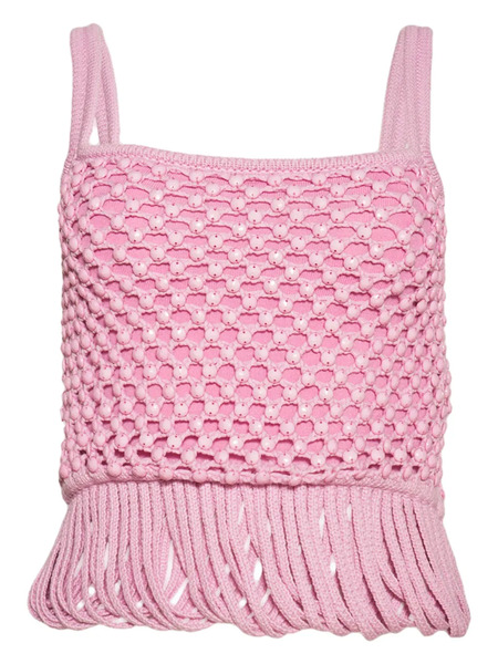 Diotima Loop Fringe Knit-mesh Tank Top - Pink 