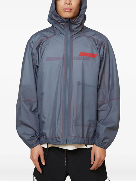  District Vision X Massimo Osti Logo Hooded Jacket - Grey 