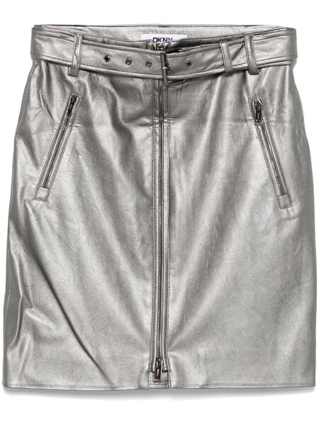  Dkny Belted Mini Skirt - Silver 