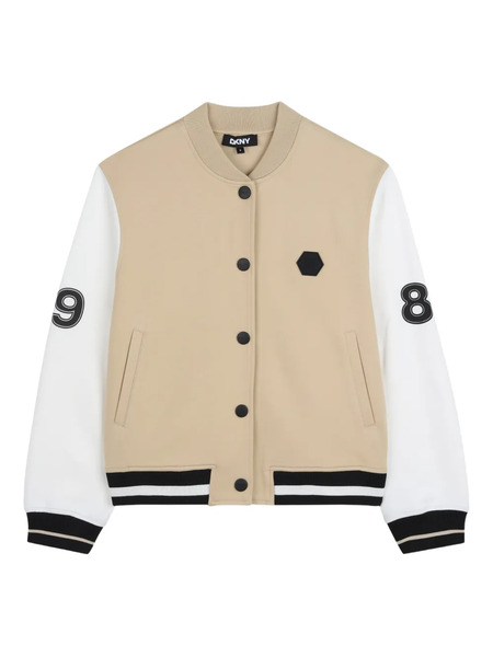  Dkny Kids Number-appliqué Bomber Jacket - Neutrals 