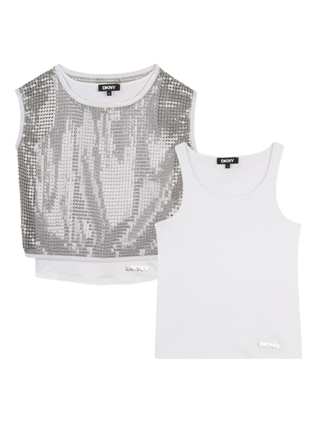  Dkny Kids Sequin-embellished Top - Silver 