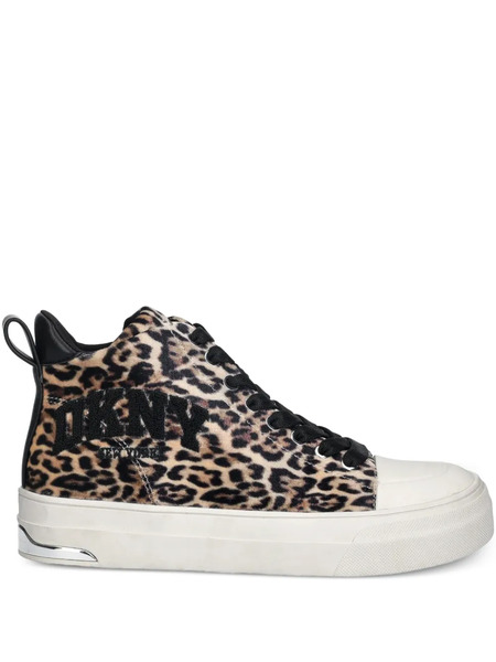  Dkny Leopard-print Sneakers - Brown 