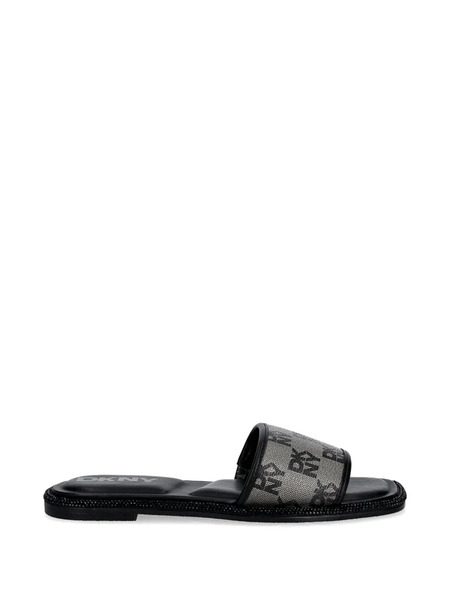  Dkny Logo Pattern Embellished Slides - Grey 