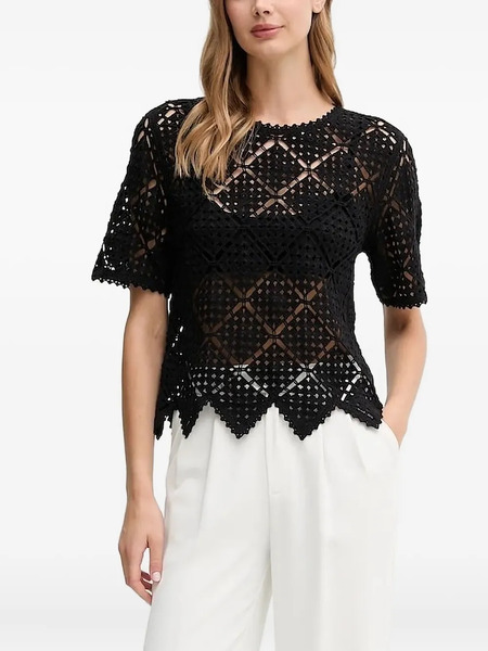  Dkny Open-work Crochet Top - Black 
