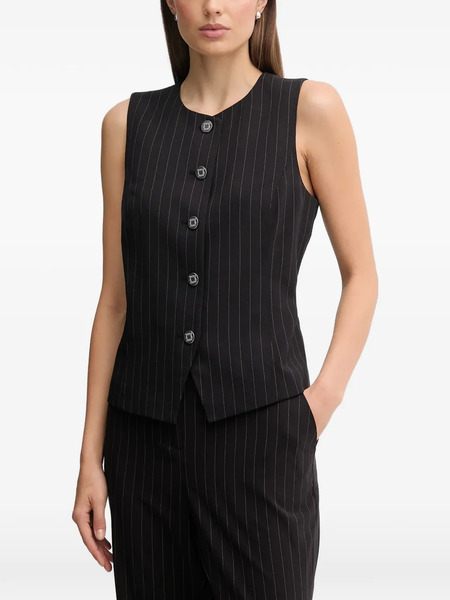 Dkny Pinstripe Buttoned Top - Black 