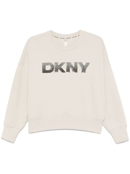  Dkny Sequinned-logo Sweatshirt - Neutrals 
