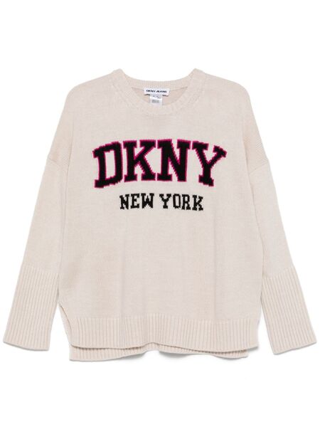  Dkny Varsity-logo Sweater - Neutrals 