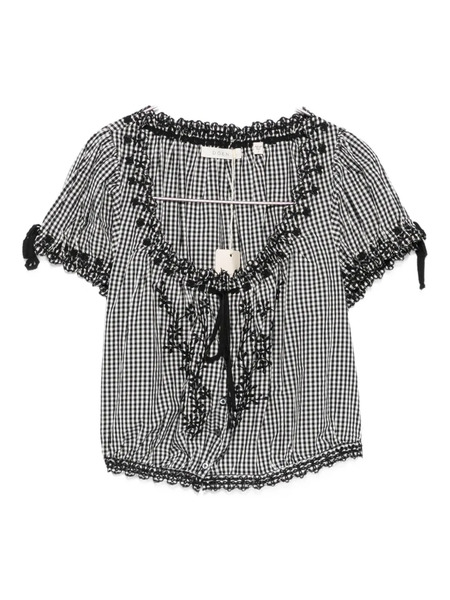  Dôen Nera Gingham Cropped Blouse - Black 
