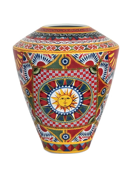  Dolce & Gabbana Amphora Patterned Vase (25cm X 29 Cm) - Red 