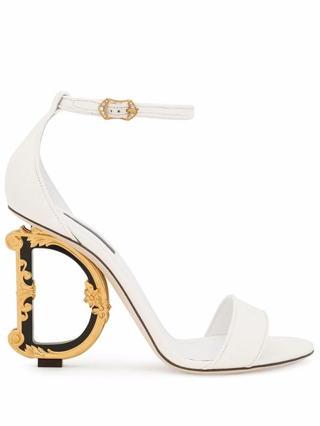  Dolce & Gabbana Baroque Dg 105mm Leather Sandals - White 