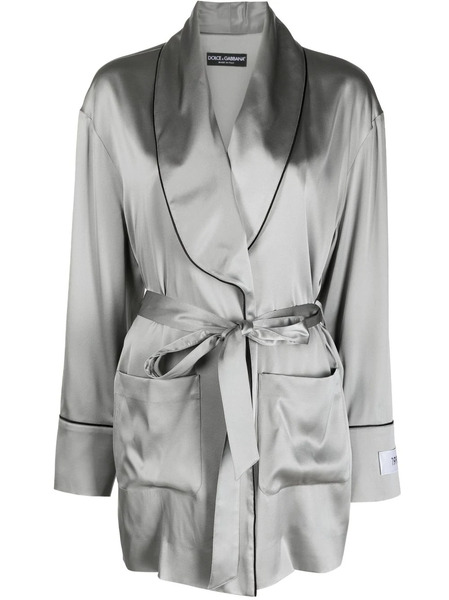  Dolce & Gabbana Belted Satin Jacket - Grey 