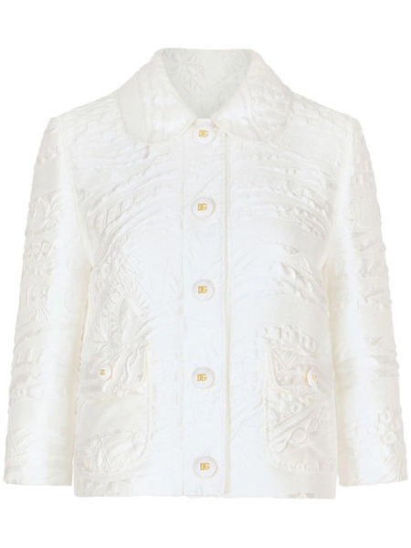  Dolce & Gabbana Brocade Rounded-collar Jacket - White 