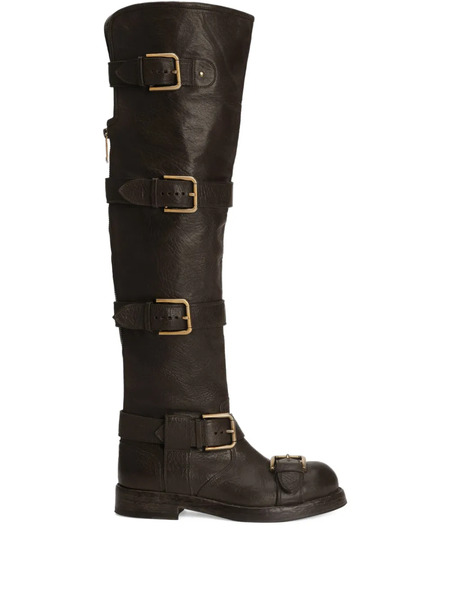  Dolce & Gabbana Buckle-strap Boots - Brown 
