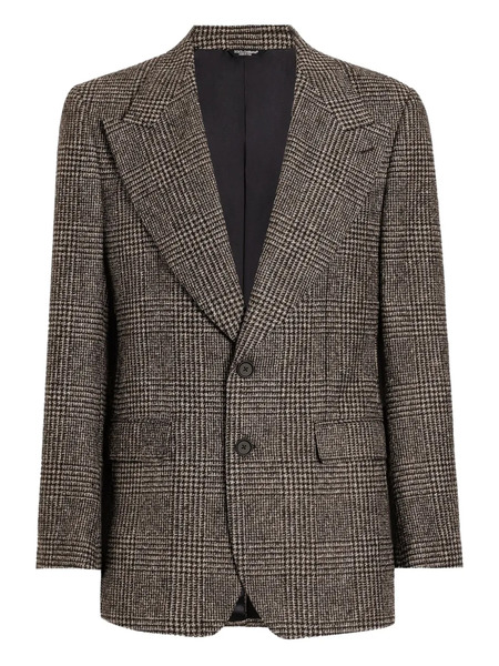  Dolce & Gabbana Check-pattern Buttoned-up Blazer - Brown 