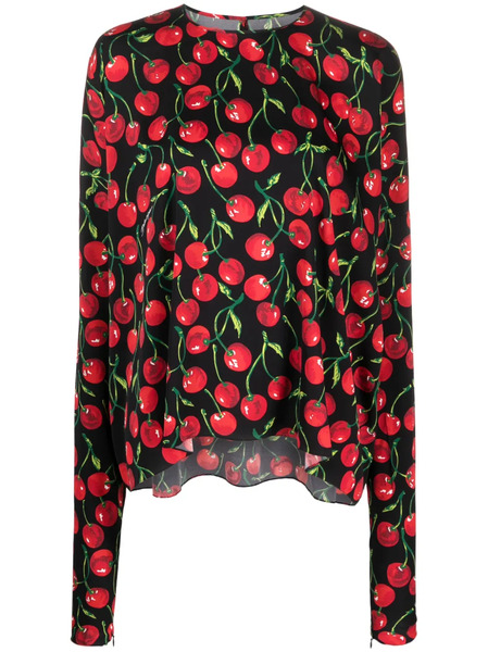  Dolce & Gabbana Cherry-print Long-sleeve Blouse - Red 