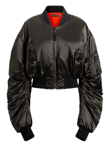 Dolce & Gabbana Cropped Bomber Jacket - Grey 