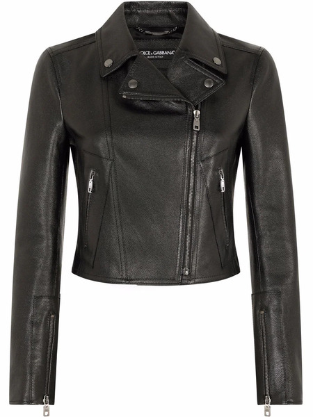  Dolce & Gabbana Cropped Leather Jacket - Black 
