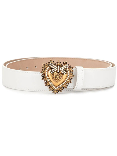  Dolce & Gabbana Devotion Leather Belt - White 